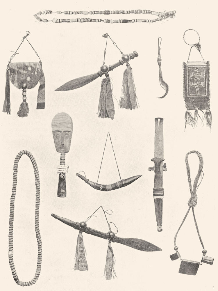NIGERIA. West Africa. Weapons & Ornaments; ceinture aggry beads Mandinka 1900